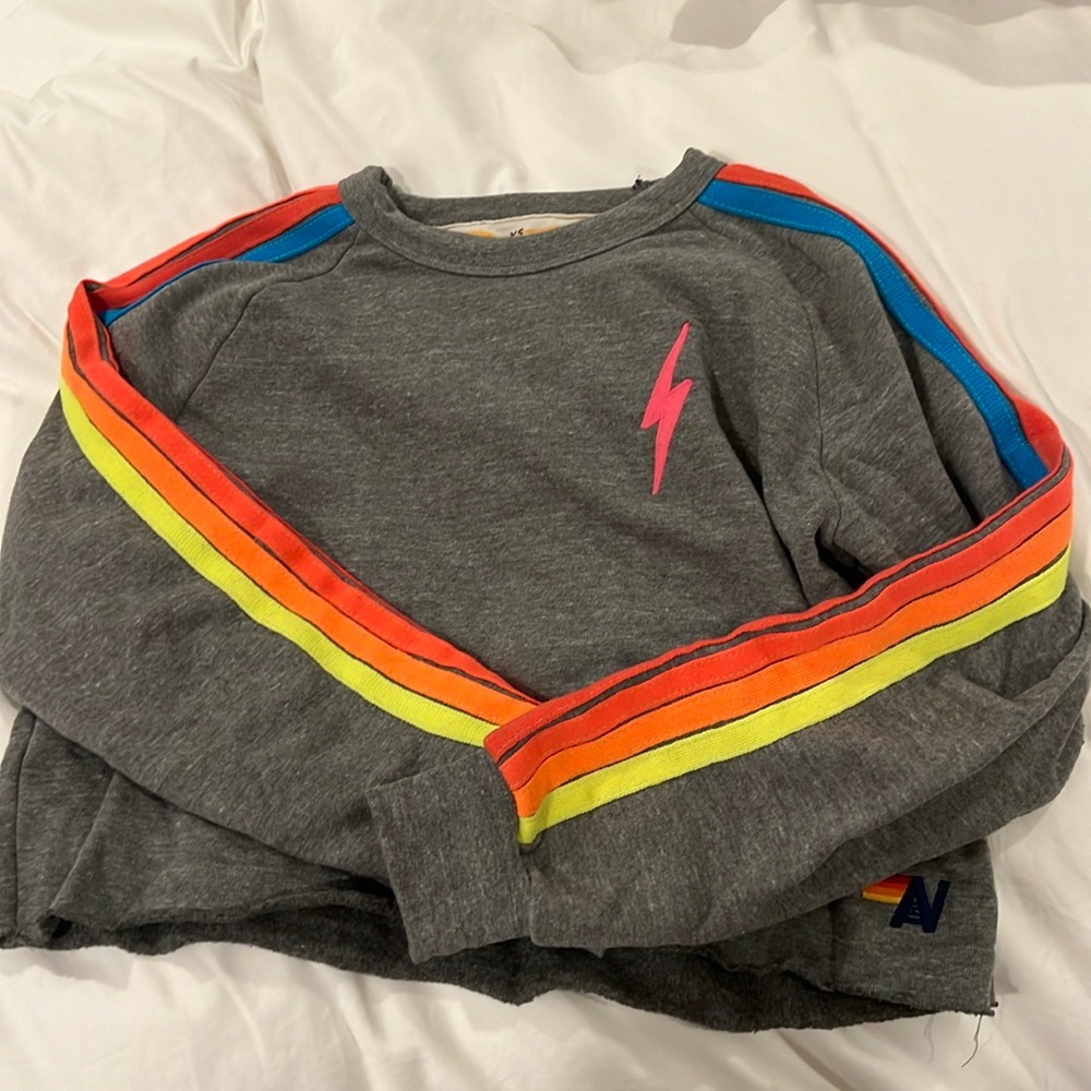 Aviator nation bolt cropped crewneck